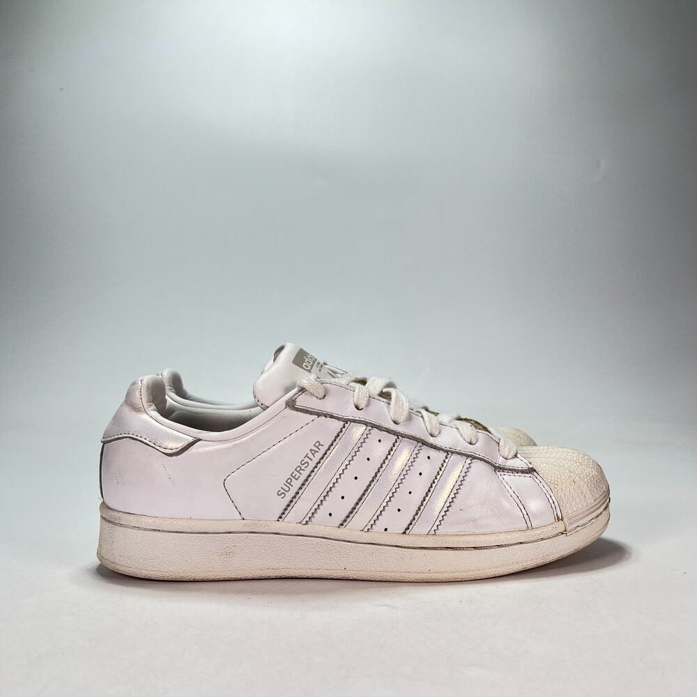 Adidas Superstar Cloud White Sliver Leather Low Top Sneakers AQ1214 Women's Sz 7